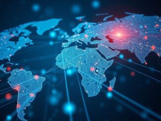 Ilustração de cadeado digital com rede neural representando IA e cibersegurança